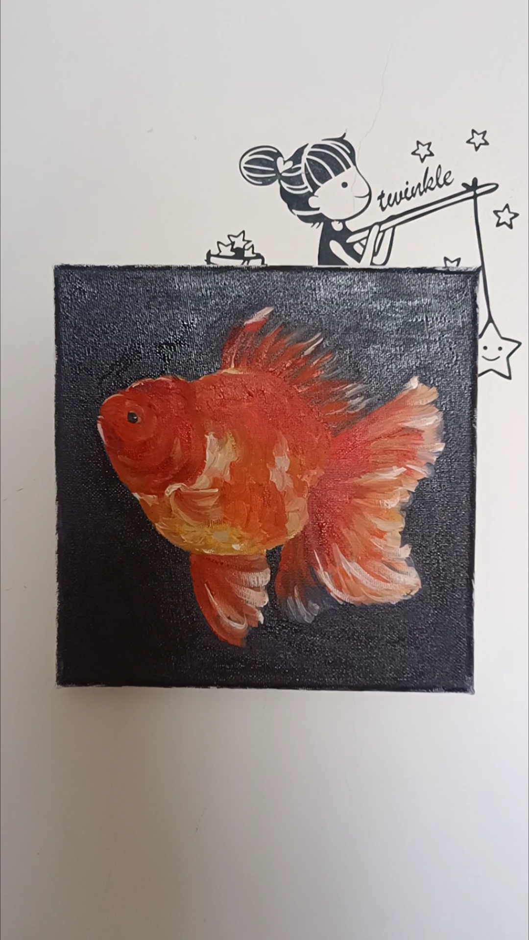 油画小金鱼九宫格之九分之五