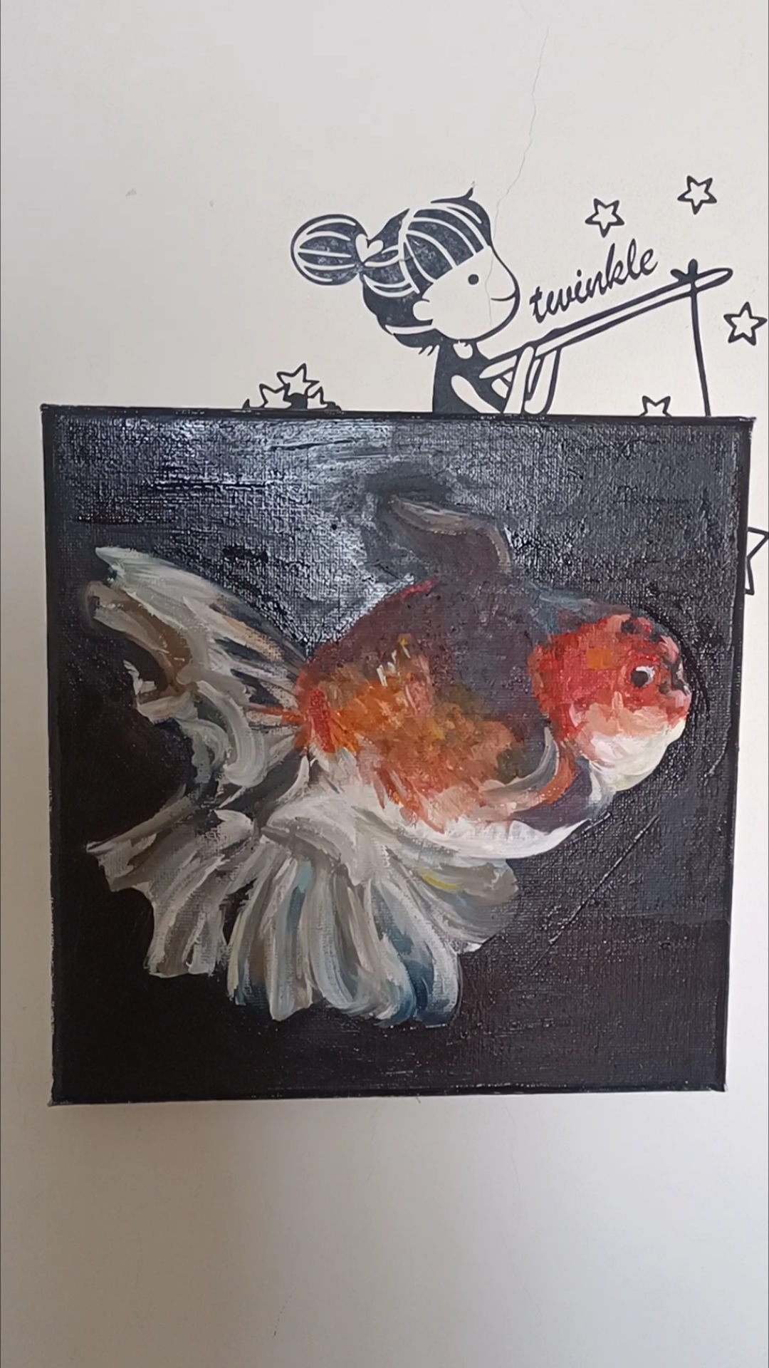 油画小金鱼九宫格之九分之七