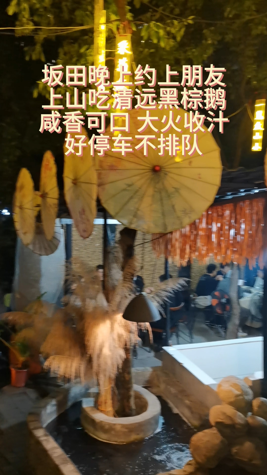 坂田晚上约上朋友,上山吃清远黑棕鹅～大火收汁咸香可口～