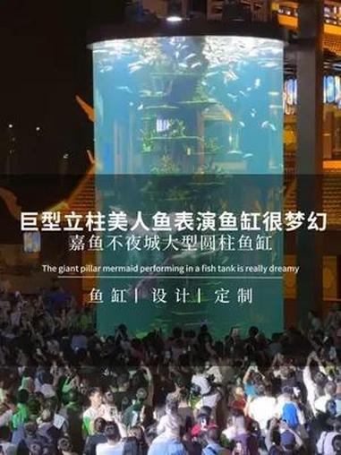 圆柱形亚克力鱼缸中的美人鱼表演真的太梦幻了