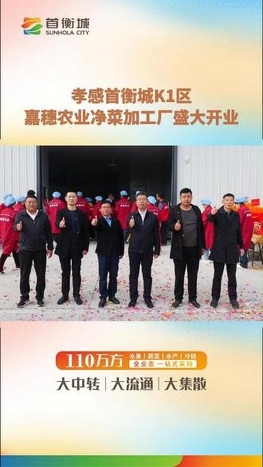 孝感首衡城K1区嘉穗农业净菜加工厂盛大开业 首衡城 净菜加工 农批市场