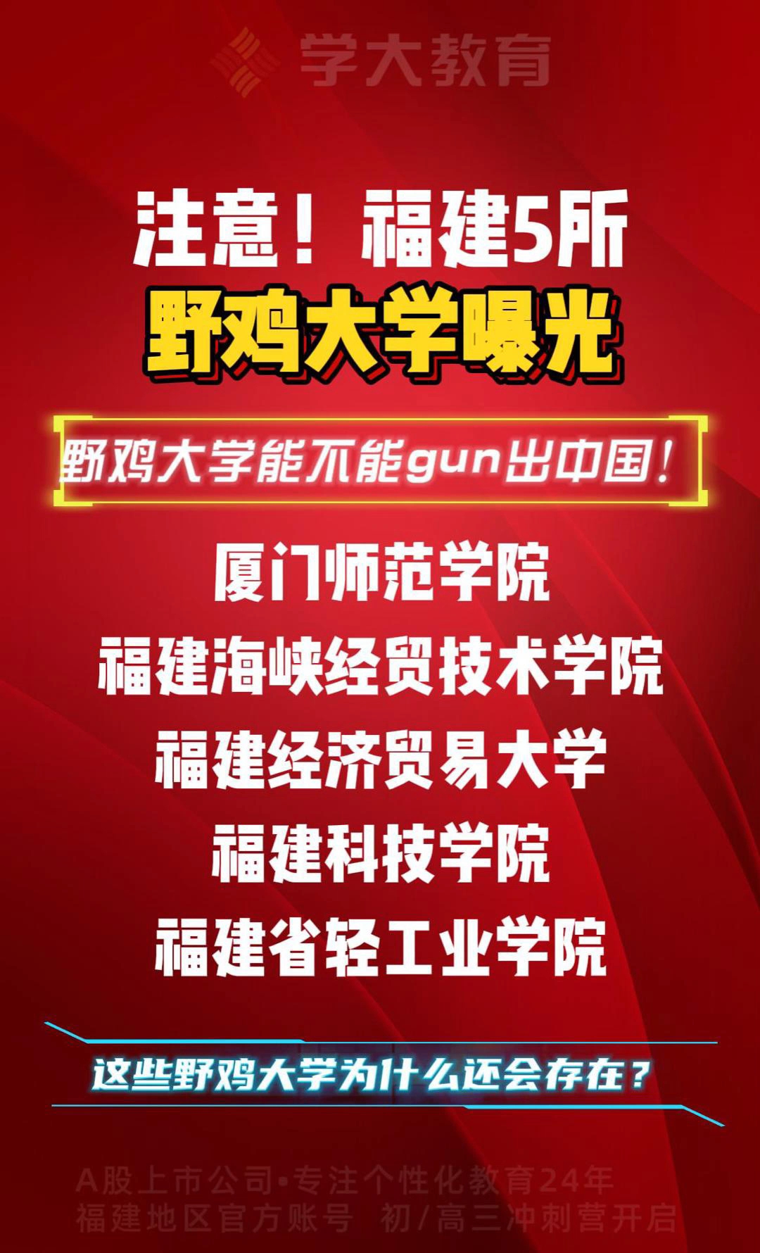 注意!福建这五所野鸡大学千万别报!否则后悔终生!#野鸡大学 