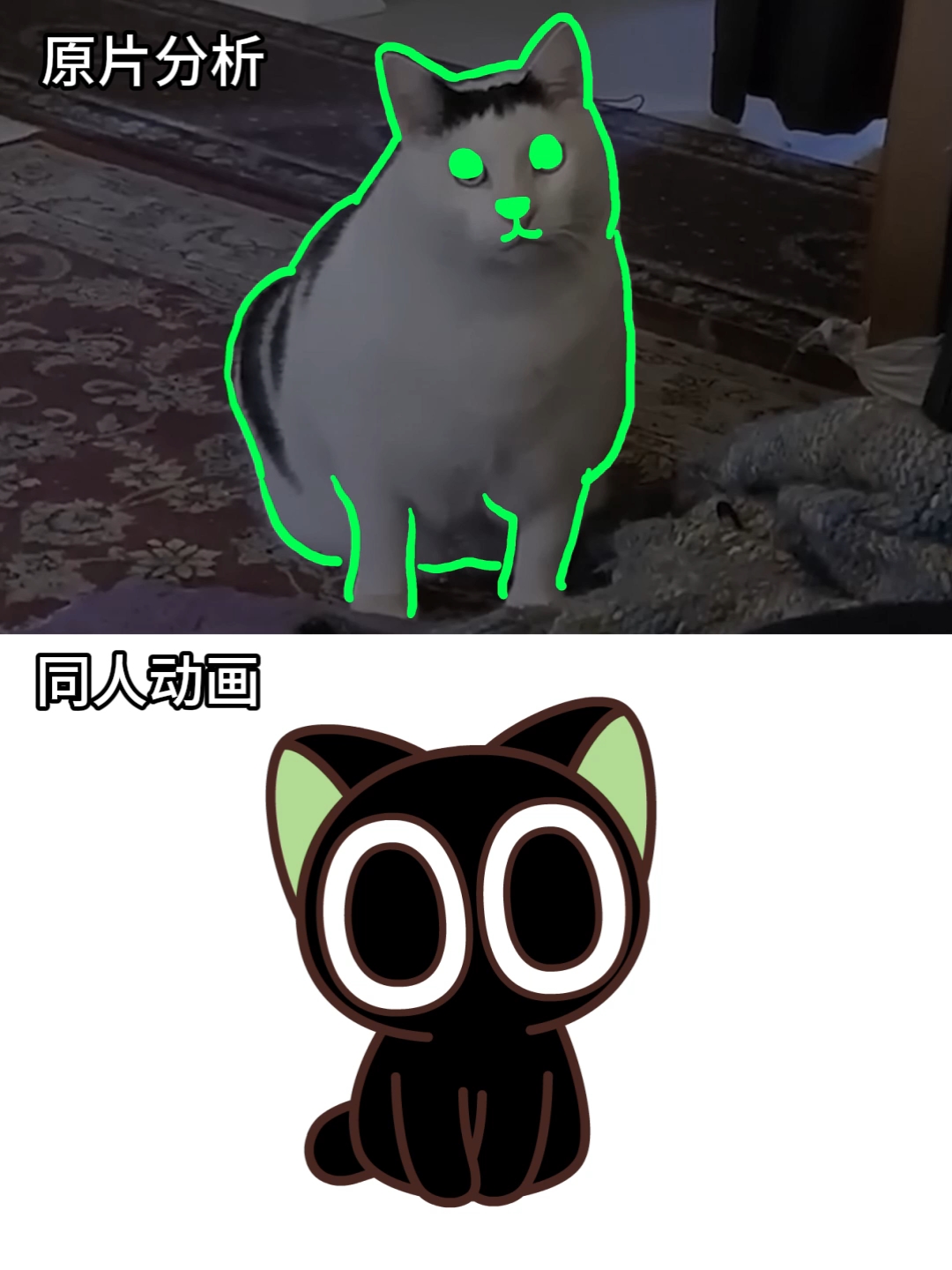 用罗小黑复刻Huh猫动作，学做同人动画