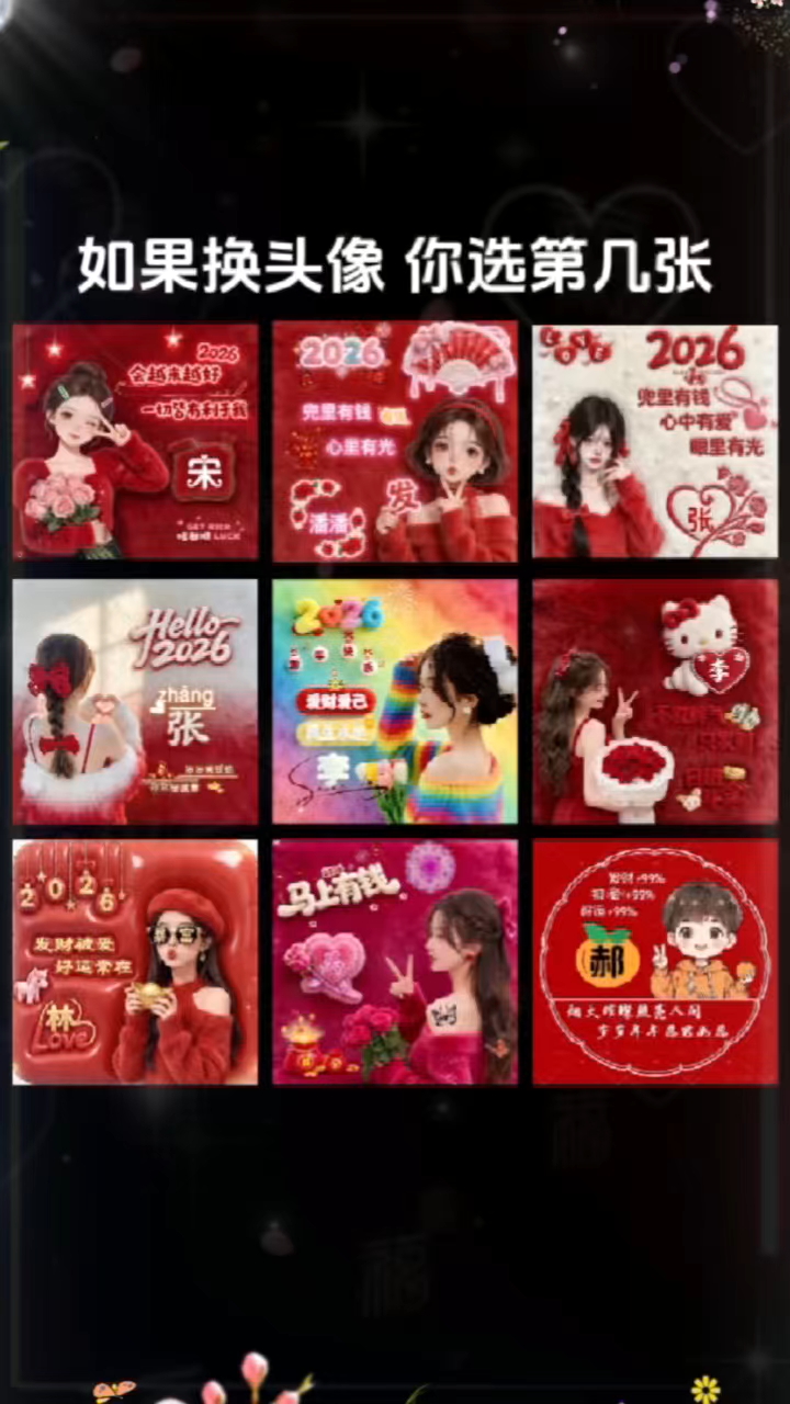 如果换头像,你会选第几张做你们头像!#专属姓氏头像