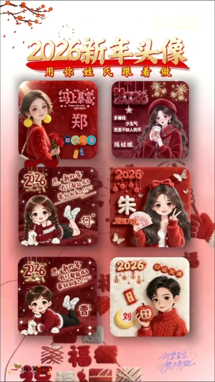2026新年姓氏头像 迎接全新的一年!