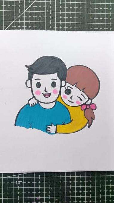 简单几笔画个小女孩和她爸爸，学会了可以画一个送给自己的爸爸哦#一起学画画 #简笔画 #儿童