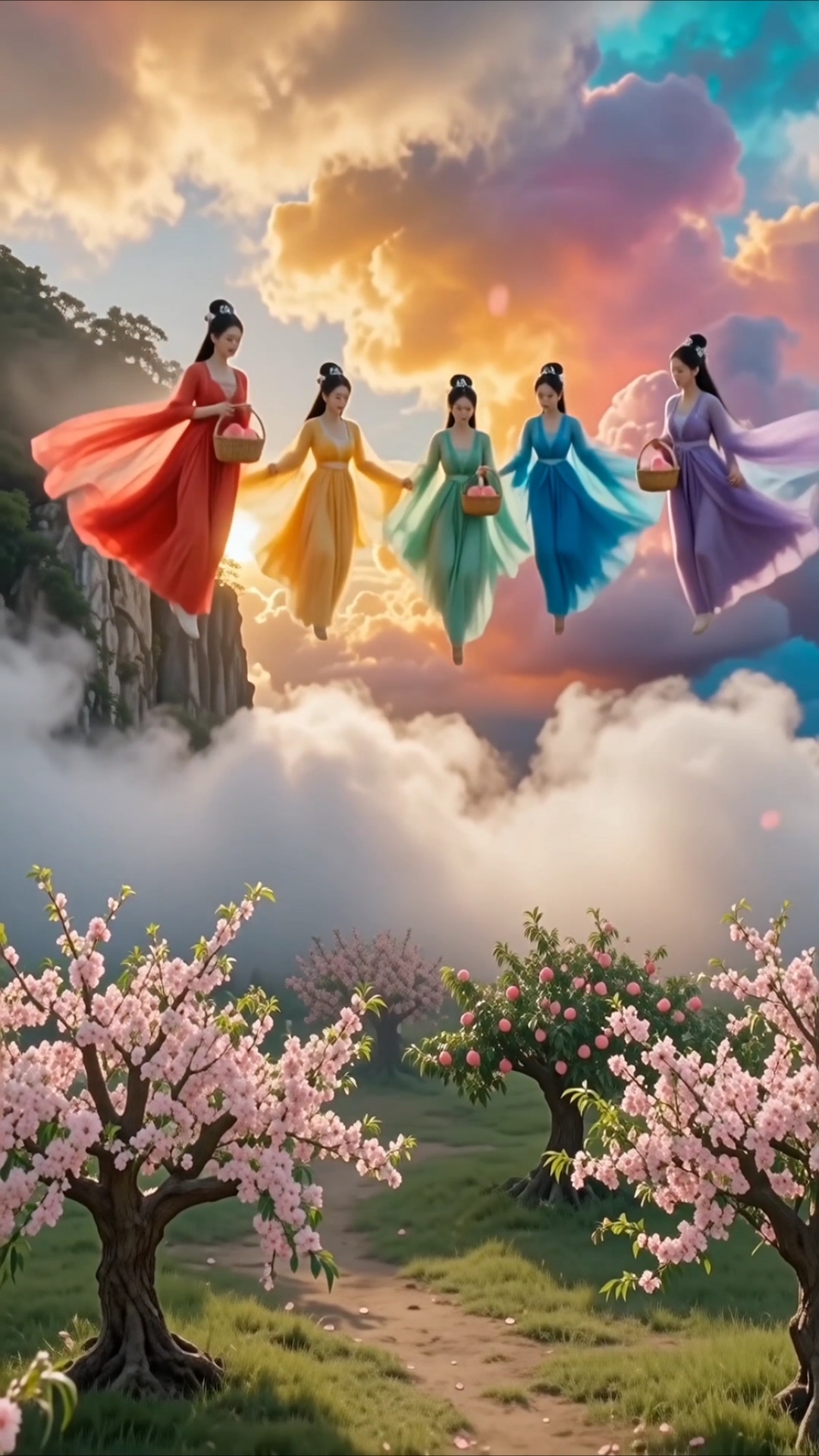 云雾缭绕的上古蟠桃园，七仙女采摘王母寿桃！#新大陆计划#