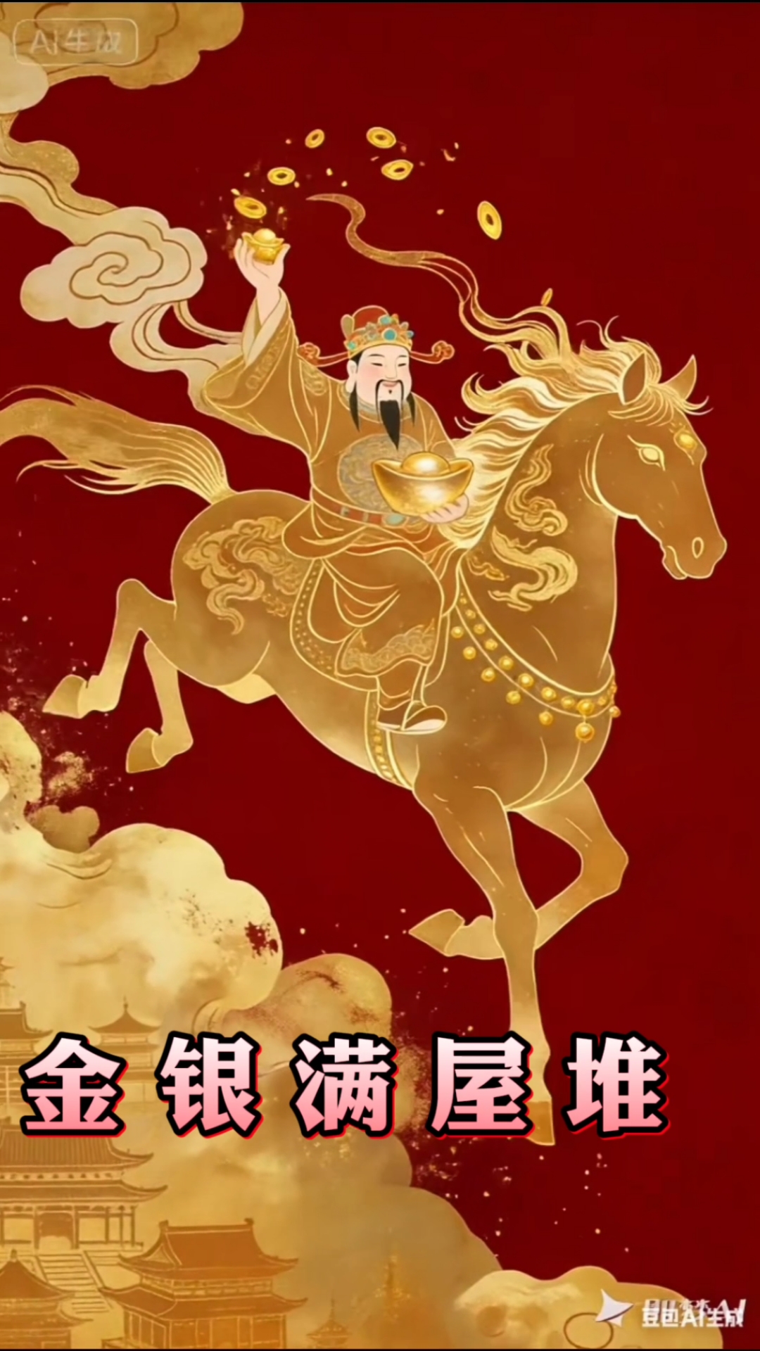 动态壁纸 财神来了 新年快乐  原创