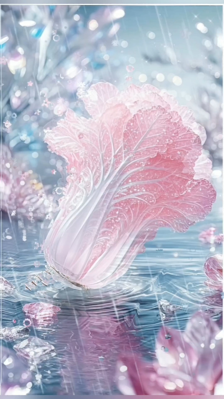 晶莹透剔的玉白菜,象征着财富与好运,寓意着生意兴隆,家庭幸福