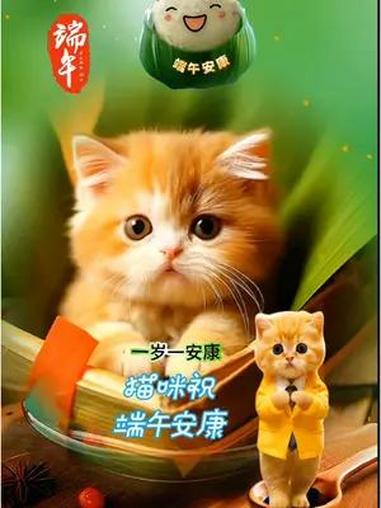 猫咪祝《端午》安康 大家端午安康 端午节 创作灵感 萌宠猫咪 猫咪表情包
