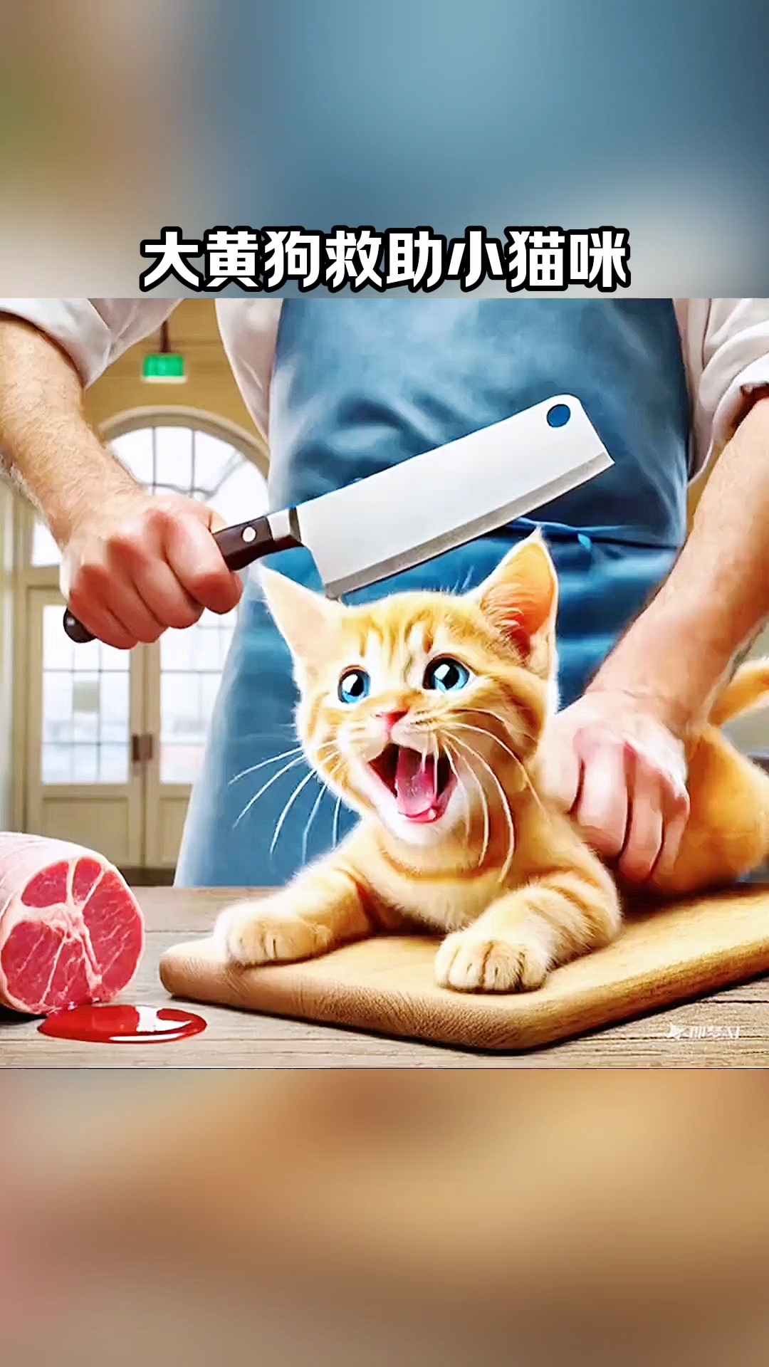 大黄狗救助小猫咪!