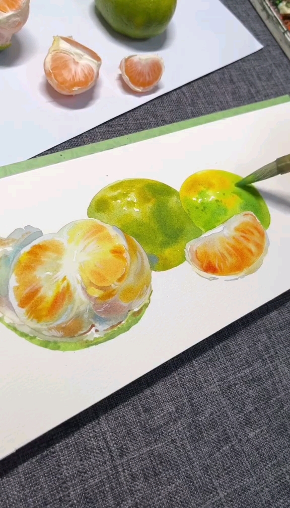 用水彩画橘子