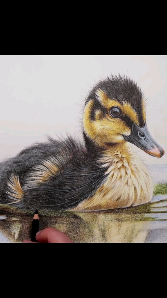 用彩铅画写实的鸭子