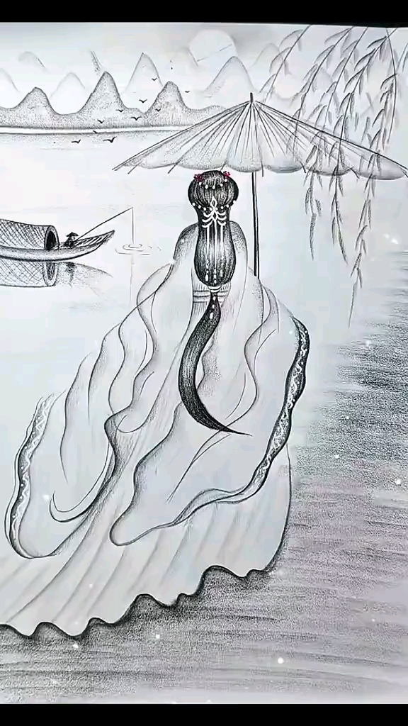 如何用铅笔画古风女孩