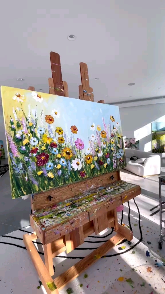 手绘一幅花卉油画