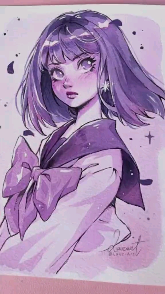 手绘水彩动漫人物画