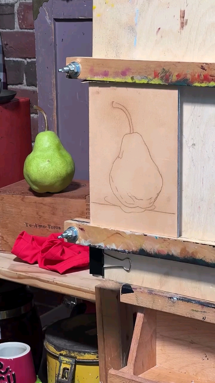 如何画静物油画梨