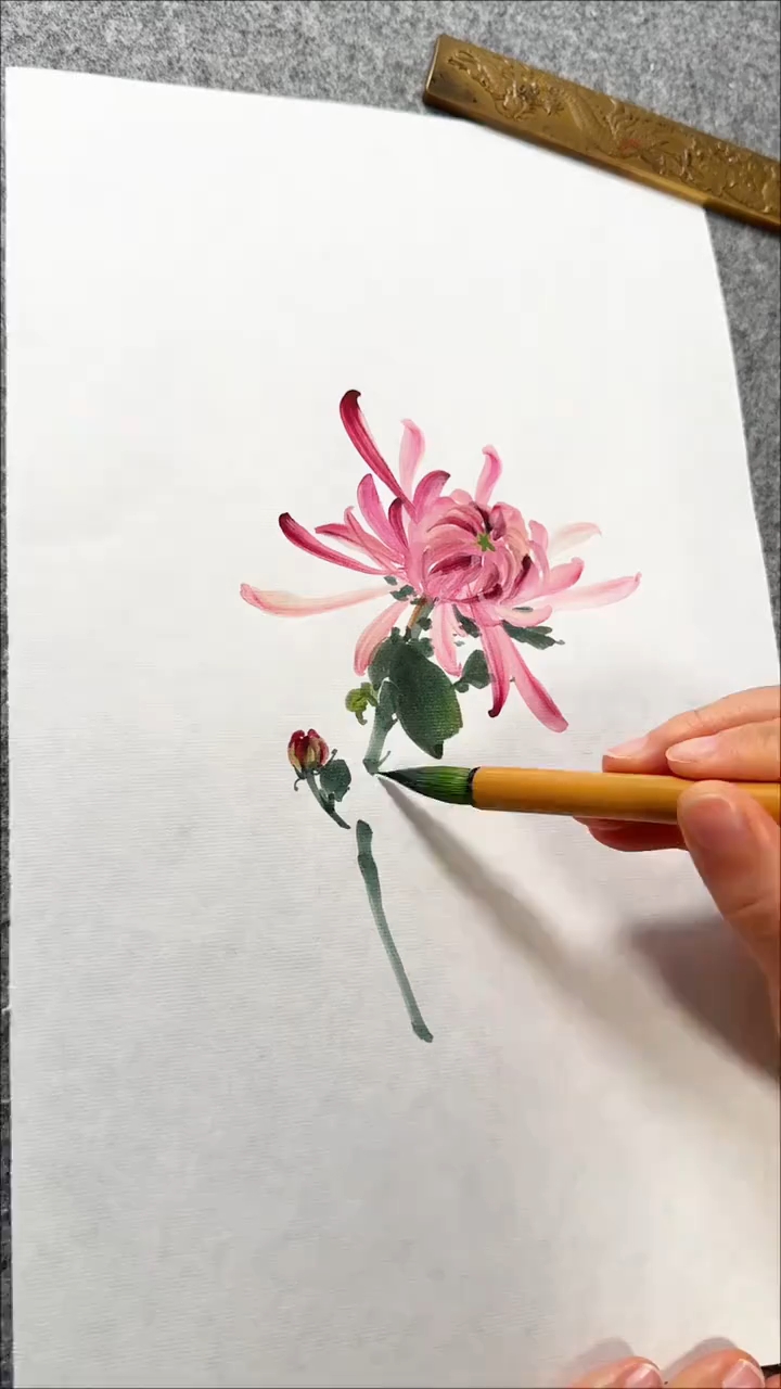国画教程:如何画菊花