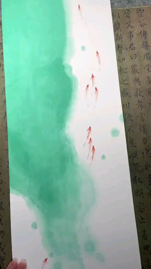 非常有禅意的游鱼绘画