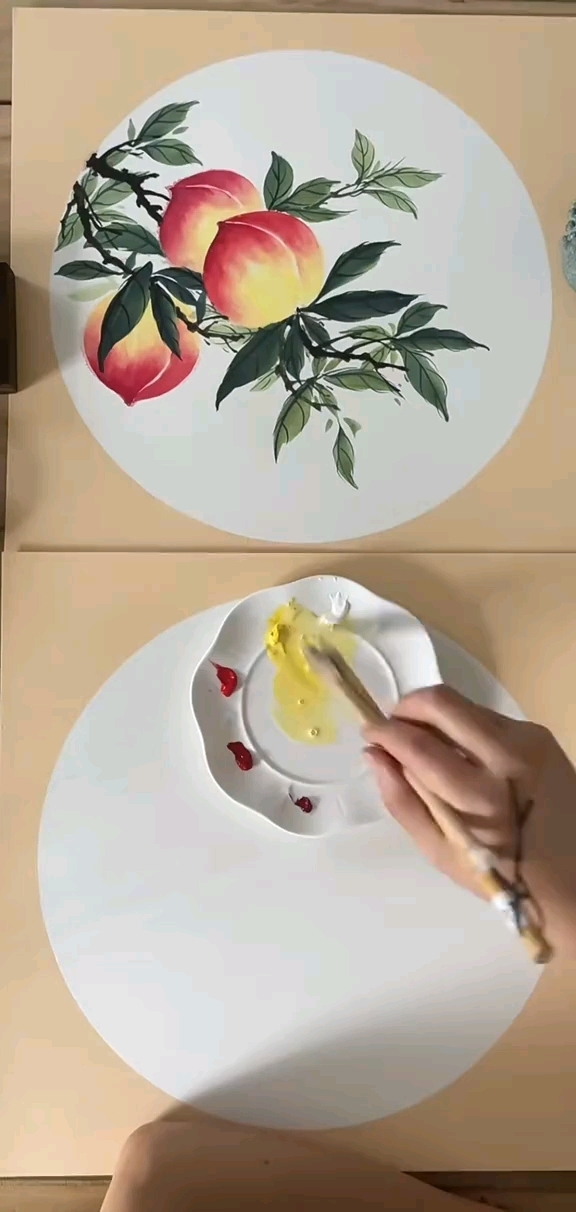 如何画国画桃子