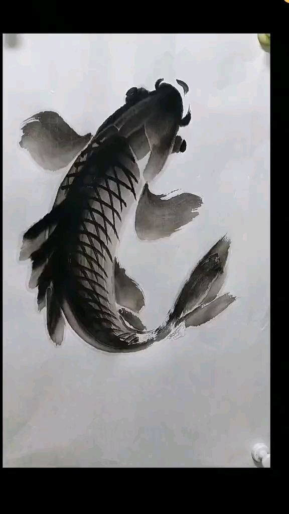 简单几笔画国画鱼