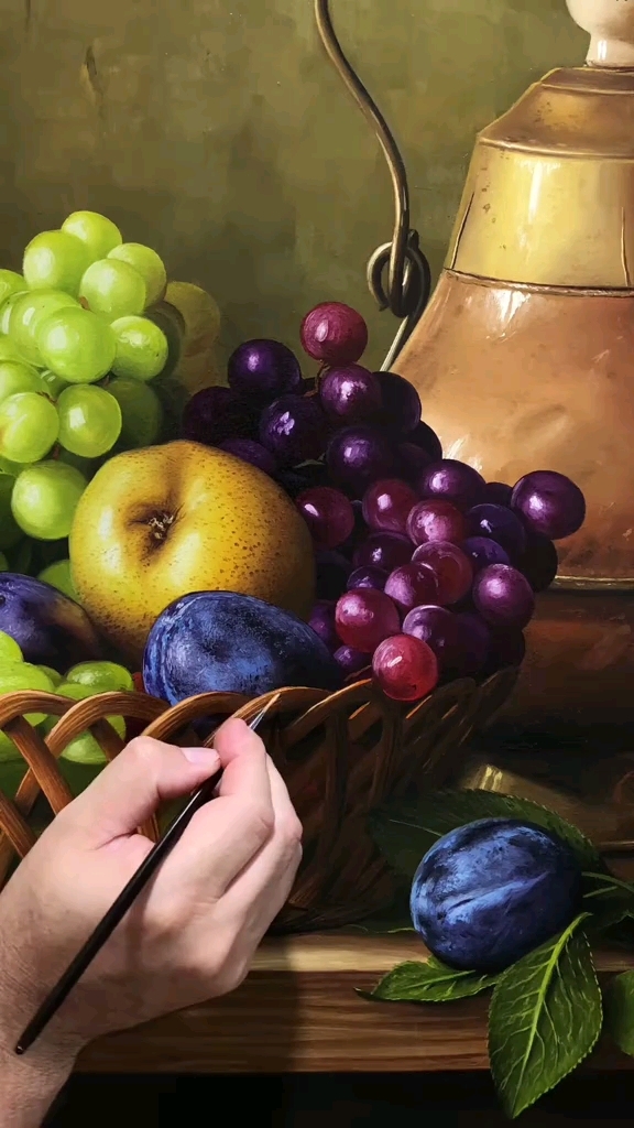 超写实水果静物油画