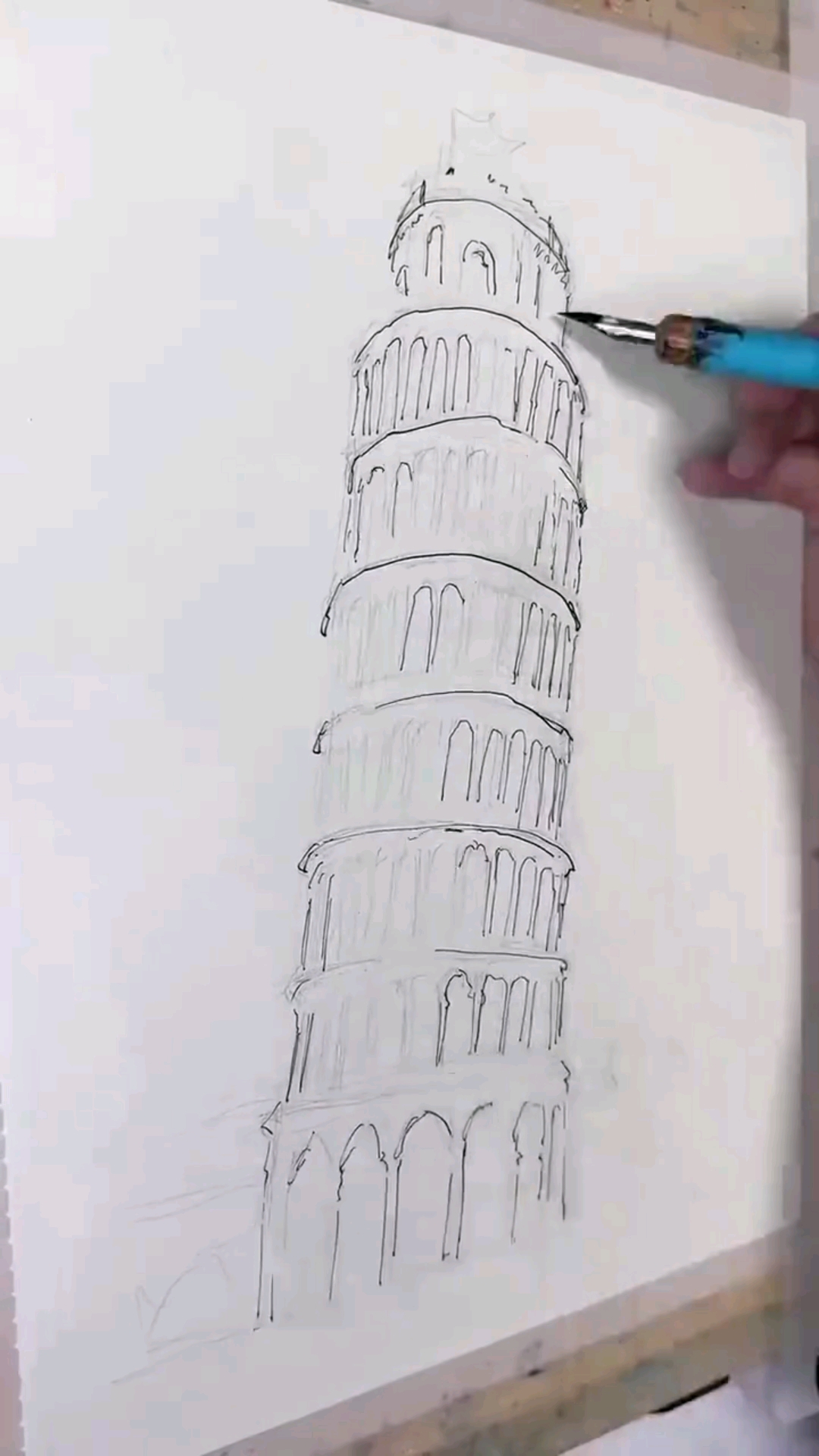 用水彩画比萨斜塔