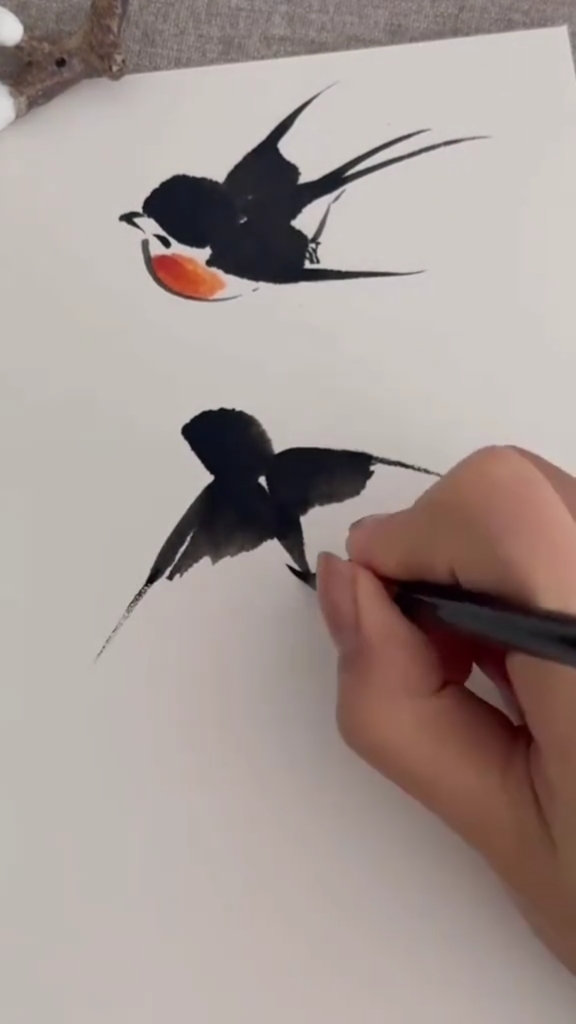 国画教程:如何画燕子