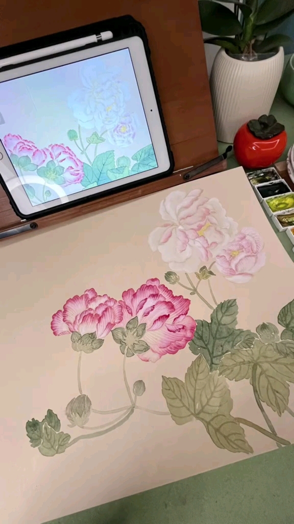 国画教程:如何画芙蓉花