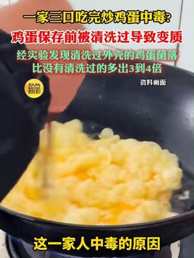 一家三口吃完炒鸡蛋中毒?鸡蛋保存前被清洗过导致变质 经实验发现清洗过外壳的鸡蛋菌落 比没有