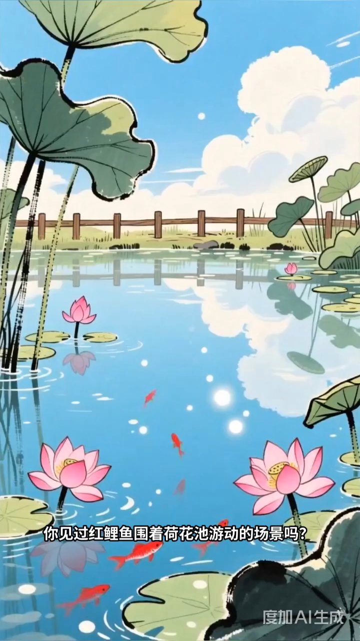 荷花池红鲤跃金波,见者发财好运自然来