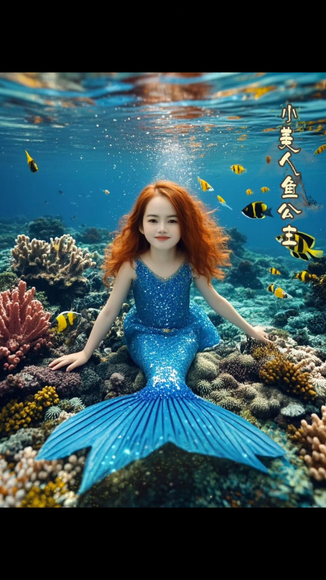 AI变身美人鱼公主,遨游海边