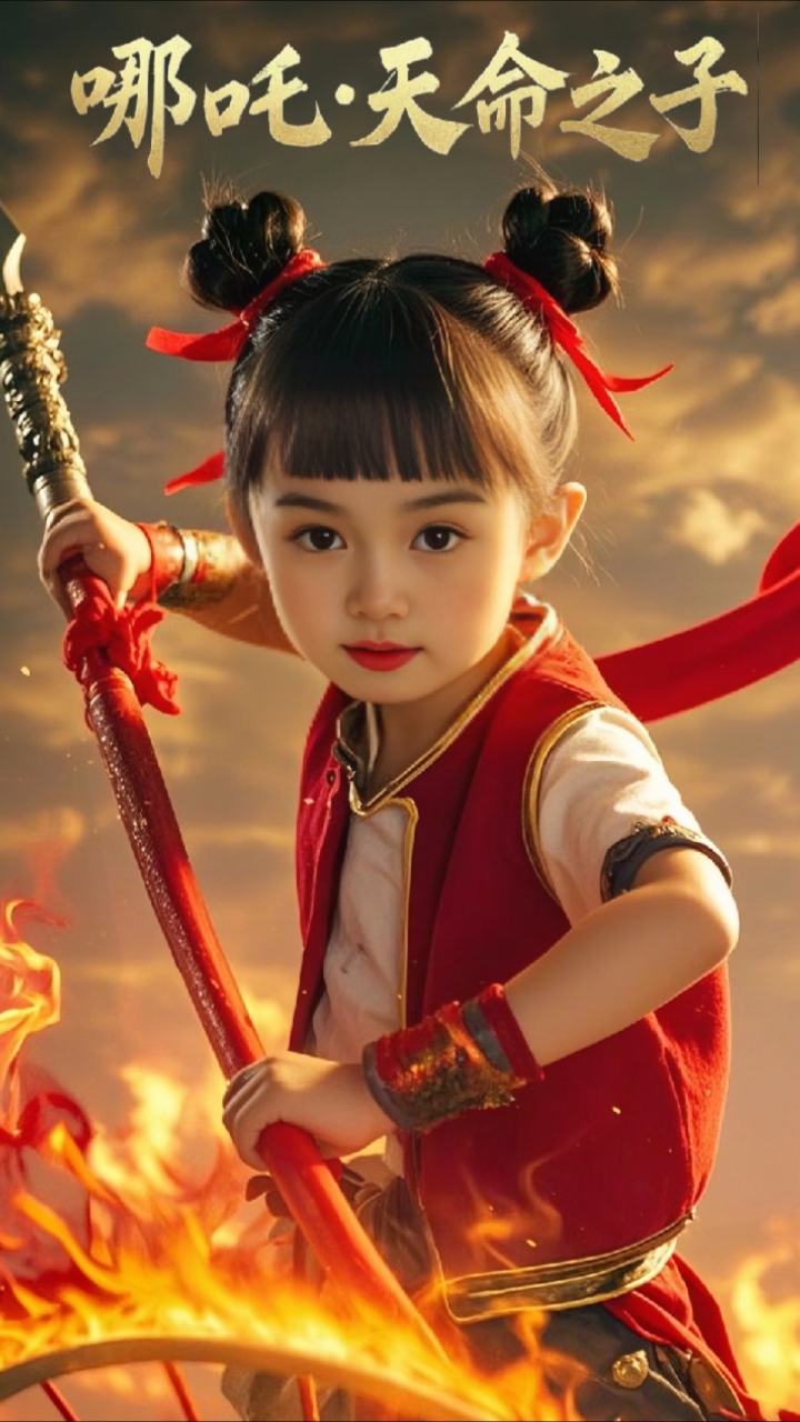 哪吒,勇敢的少年,用火焰划破黑暗,照亮前行的路