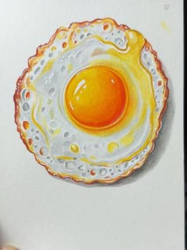 彩铅煎蛋 绘画教程 彩铅手绘