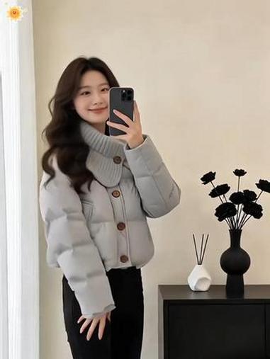 冬季新款棉服厚外套女时尚百搭设计费翻领棉衣洋气减龄面包服棉袄#穿搭 #秋冬新品 #女士羊羔
