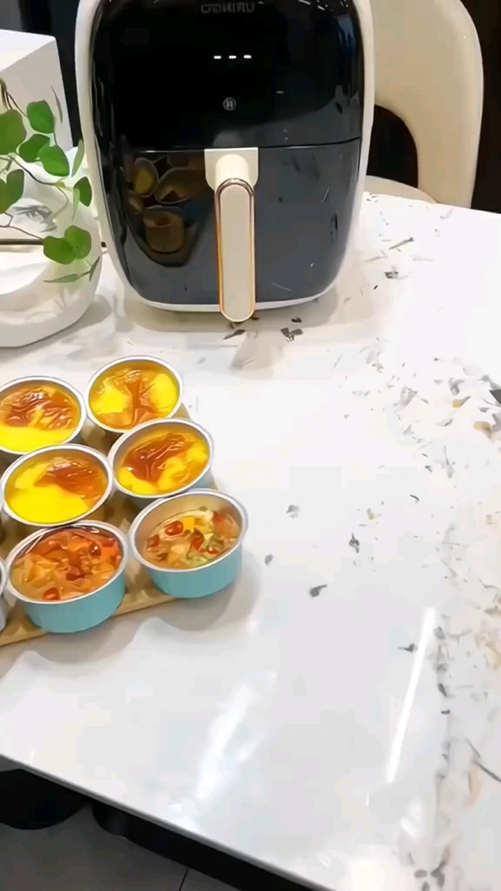 空气炸锅配锡纸盒,做早餐蛋挞蛋糕,还能重复使用