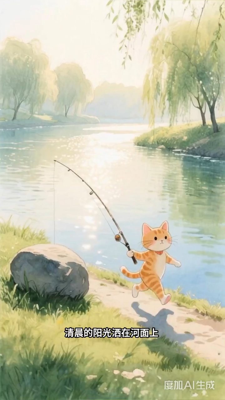 小花猫钓鱼满载归,一锅鱼汤暖全家心
