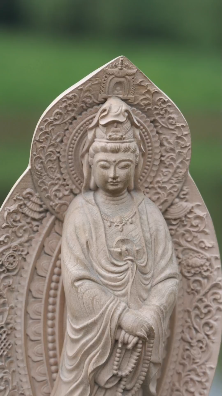 手工黄杨木木雕观音