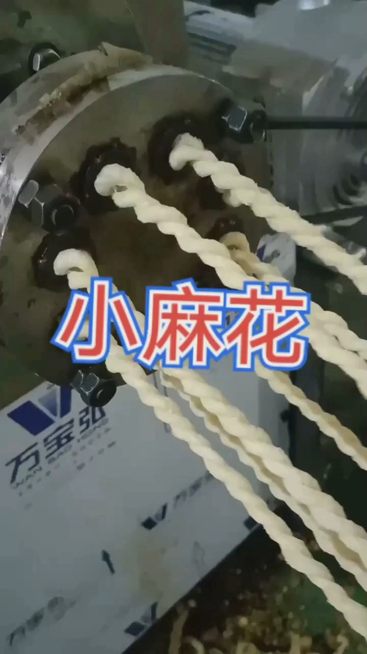 海苔小麻花生产膨化机车间实拍网红手工膨化麻花加工机器设备试机
