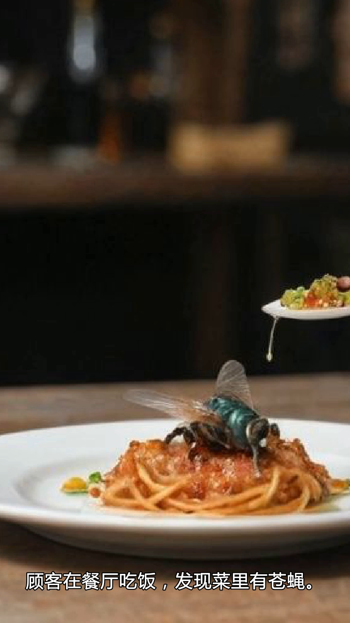 餐厅菜里惊现苍蝇,顾客怒斥服务员擅自决定赔偿