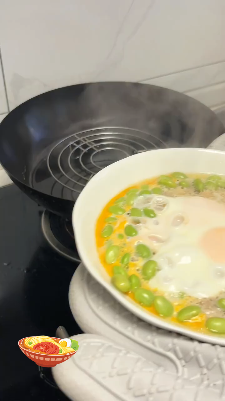 今天做毛豆肉饼蒸蛋