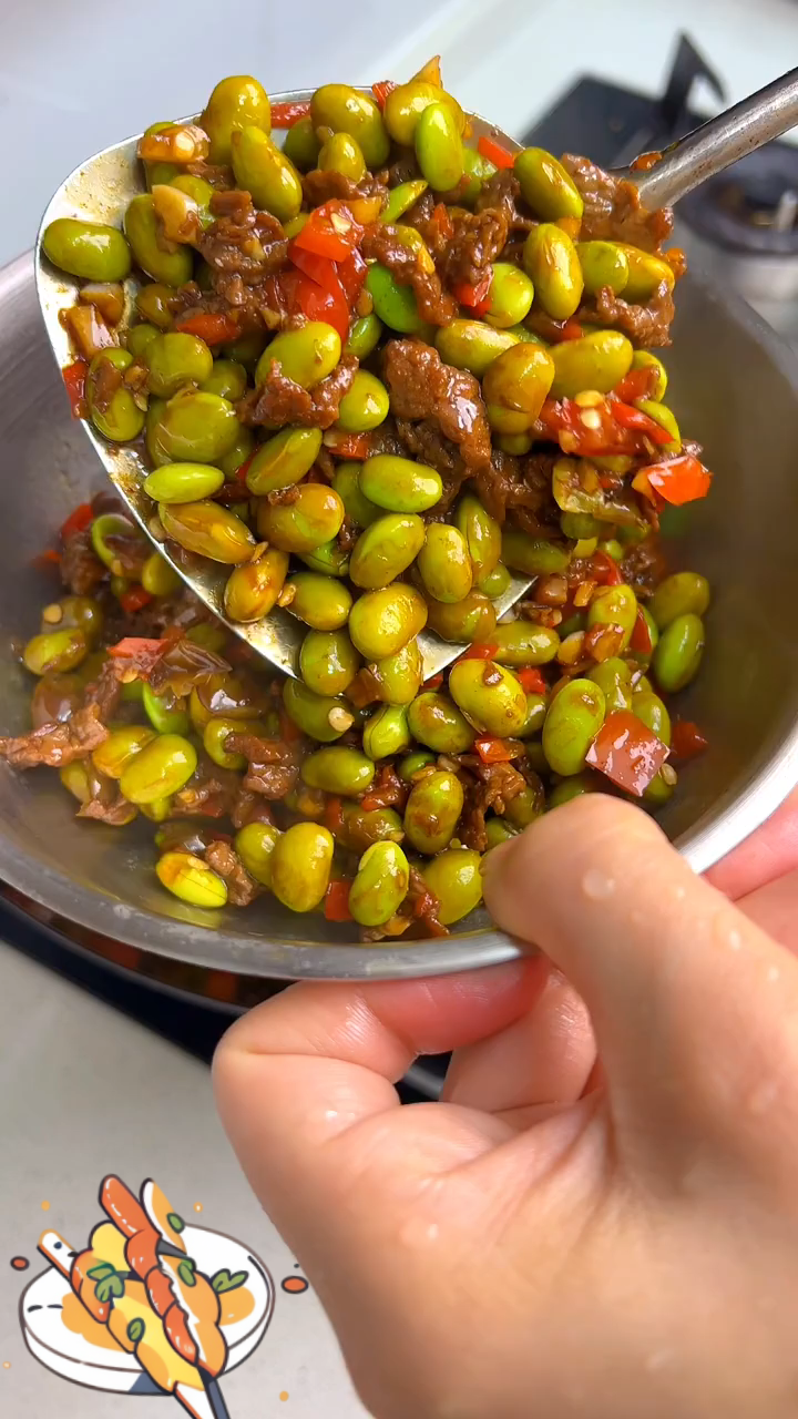 今天做毛豆炒牛肉
