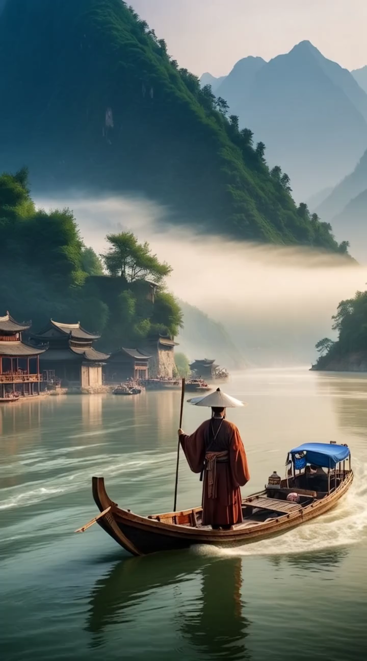 小小鱼船顺流而下