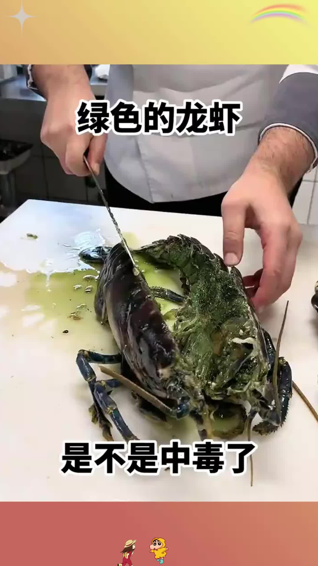 绿色的龙虾,是不是中毒了!
