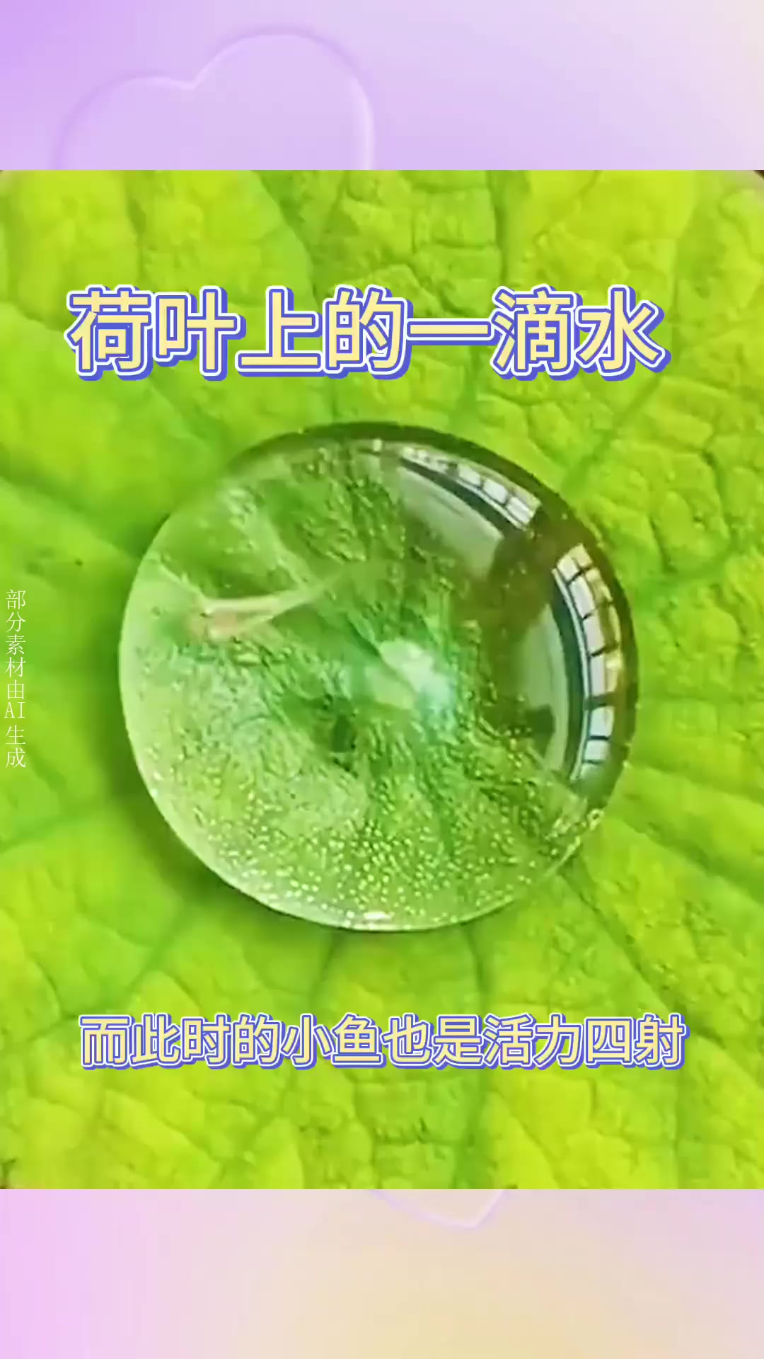 荷叶上的一滴水,居然困住了小鱼