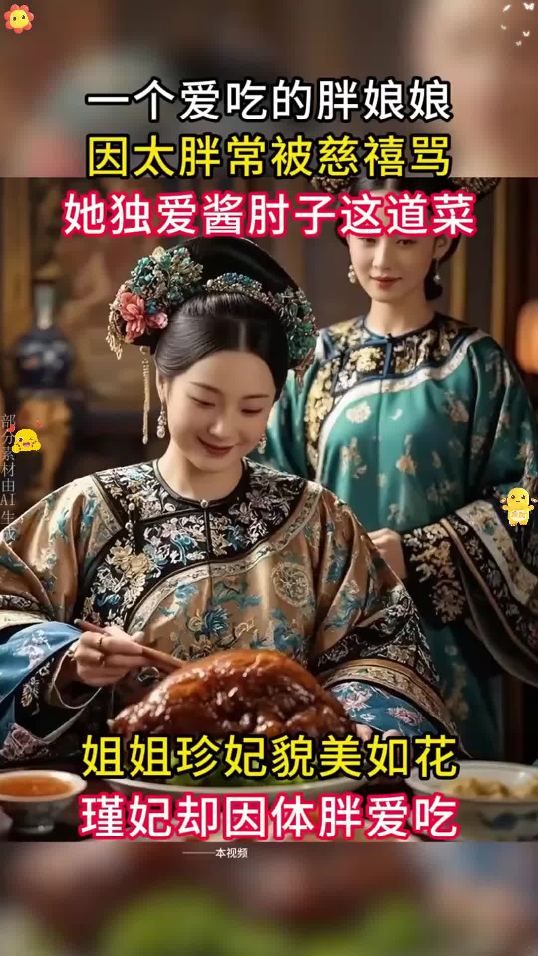 一个爱吃的胖娘娘,因太胖常被慈禧骂,她独爱酱肘子这道菜