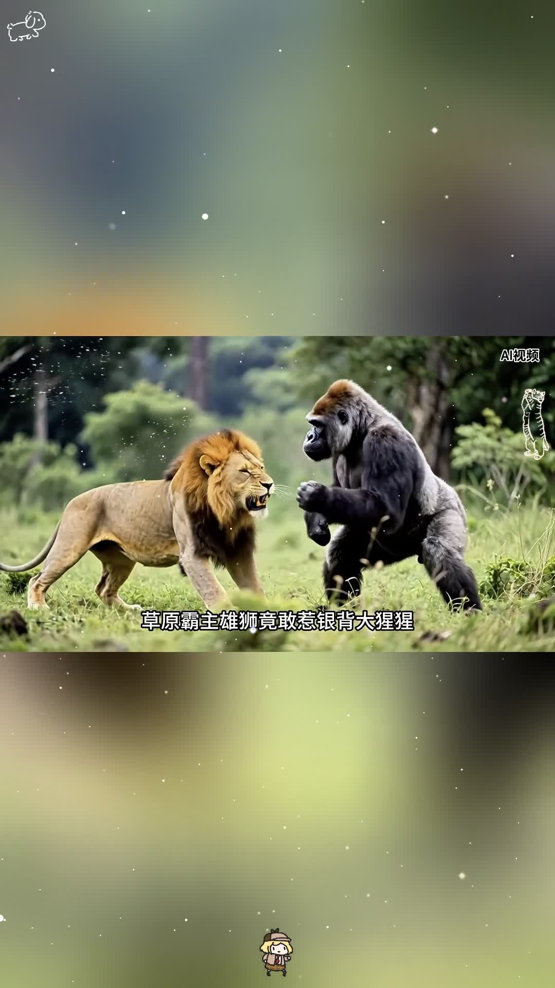 自负雄狮惹错对象，被大猩猩按在地上摩擦，虐得太惨了