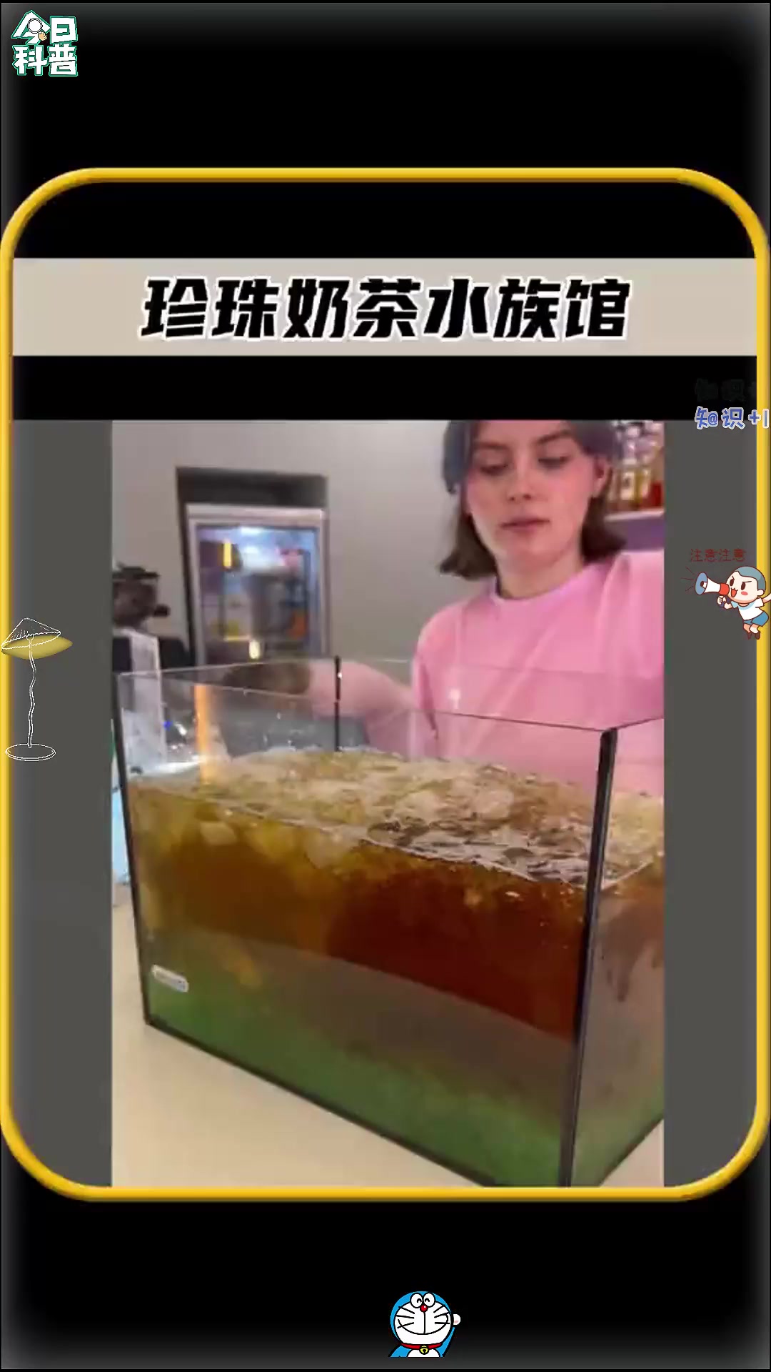 你敢相信吗，这个女孩制作了奶茶水族馆