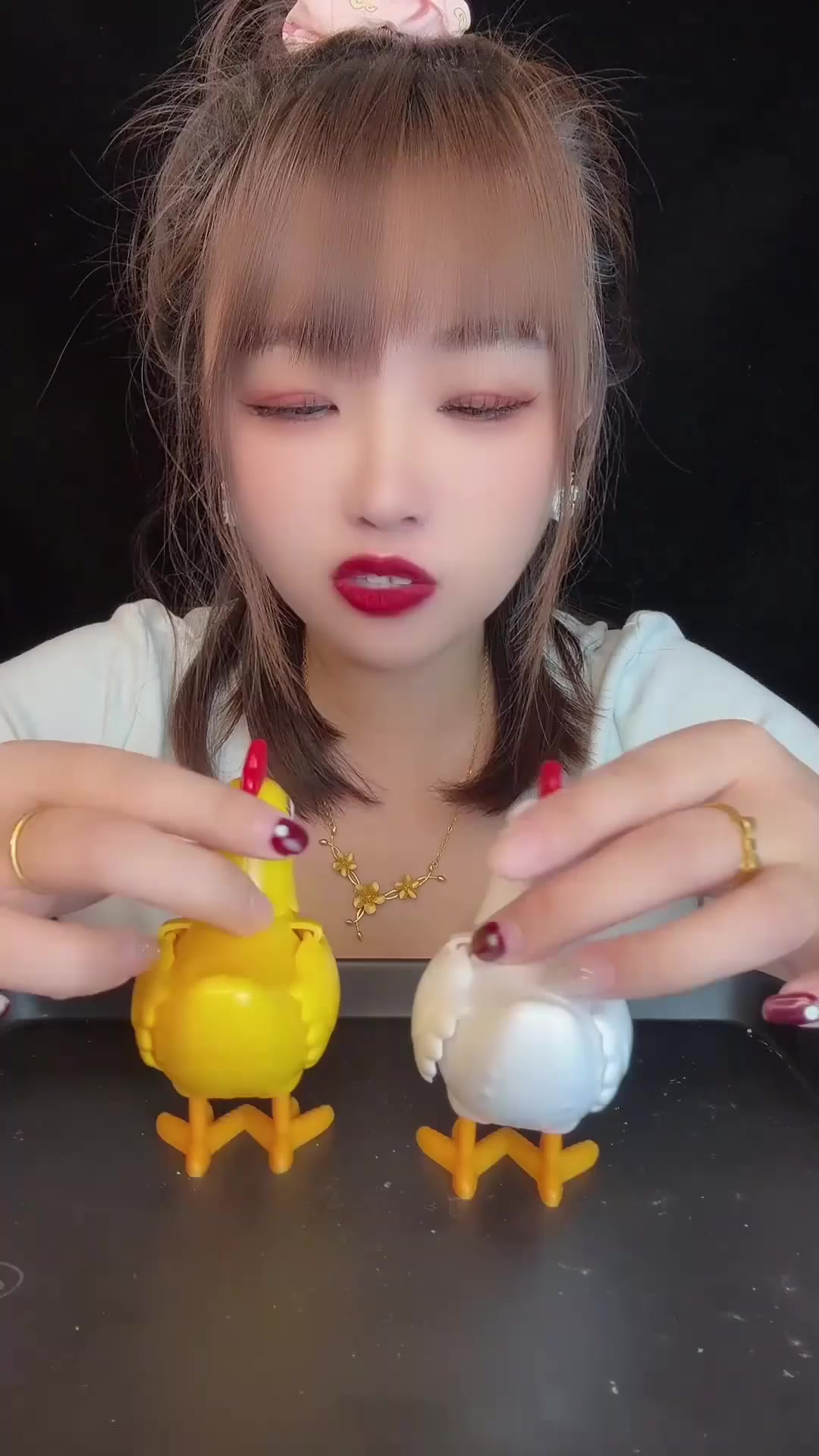 小鸡跑我家里啦,一个黄色的小鸡,一个白色的小鸡