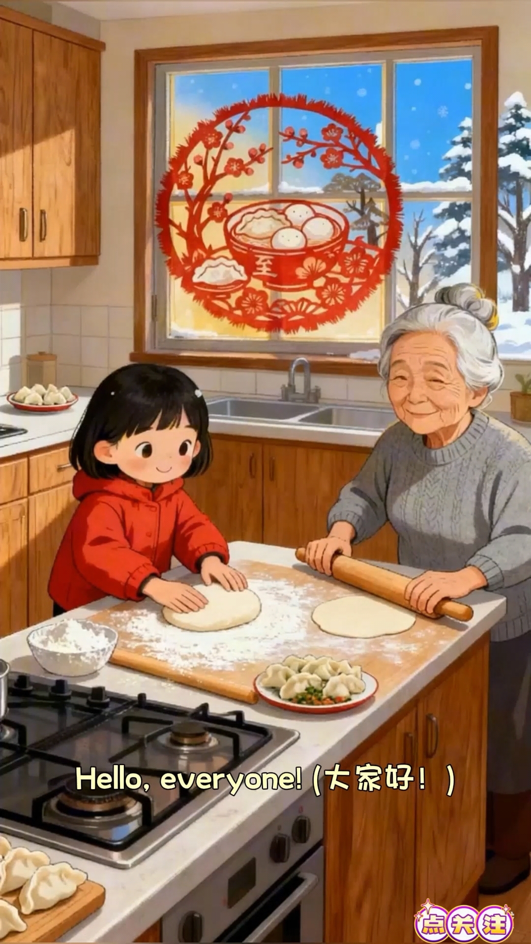 英语短文欣赏《欢度冬至》。冬至要吃热腾腾的饺子。